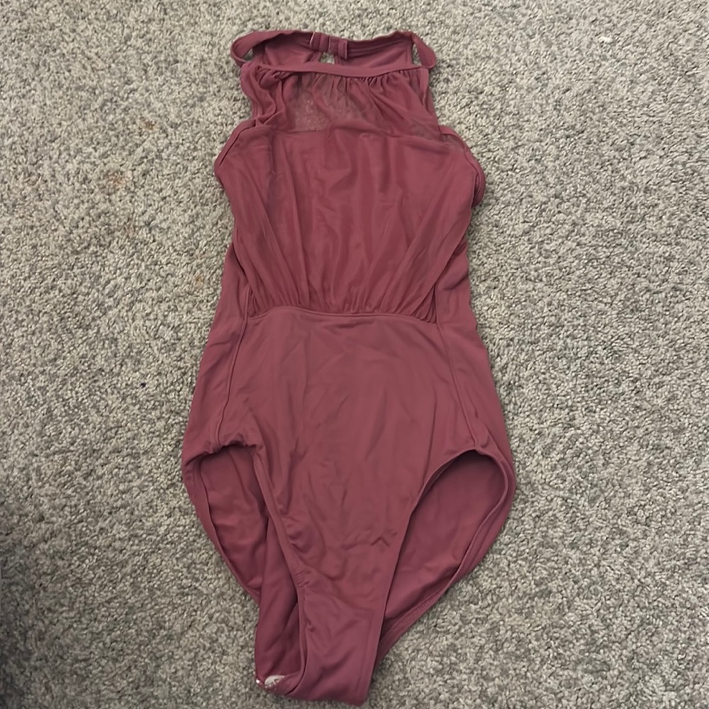 Pink High Neck Mesh Leotard